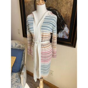 NWT Zimmermann Striped Hooded Cardigan 2 White Multicolor